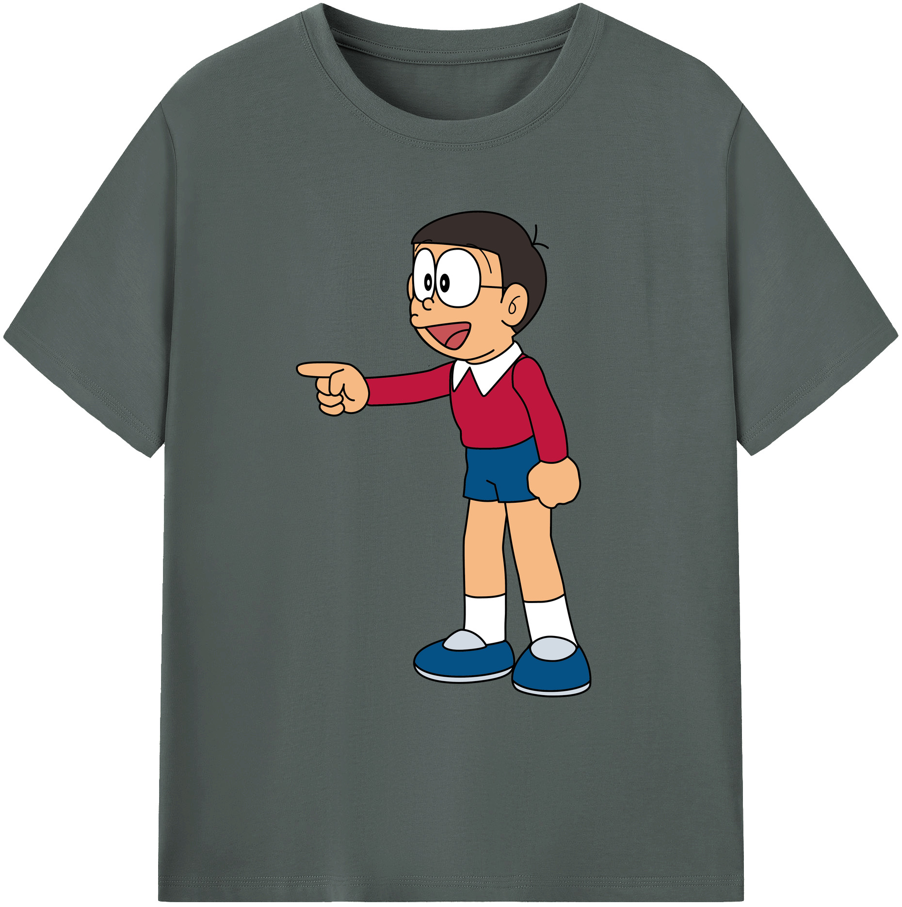 （画像用） ドラえもん 野比 のび太 Doraemon Nobita Nobi 綿100％ メンズ半袖Tシャツ｜肌触りやわらか＆通気性